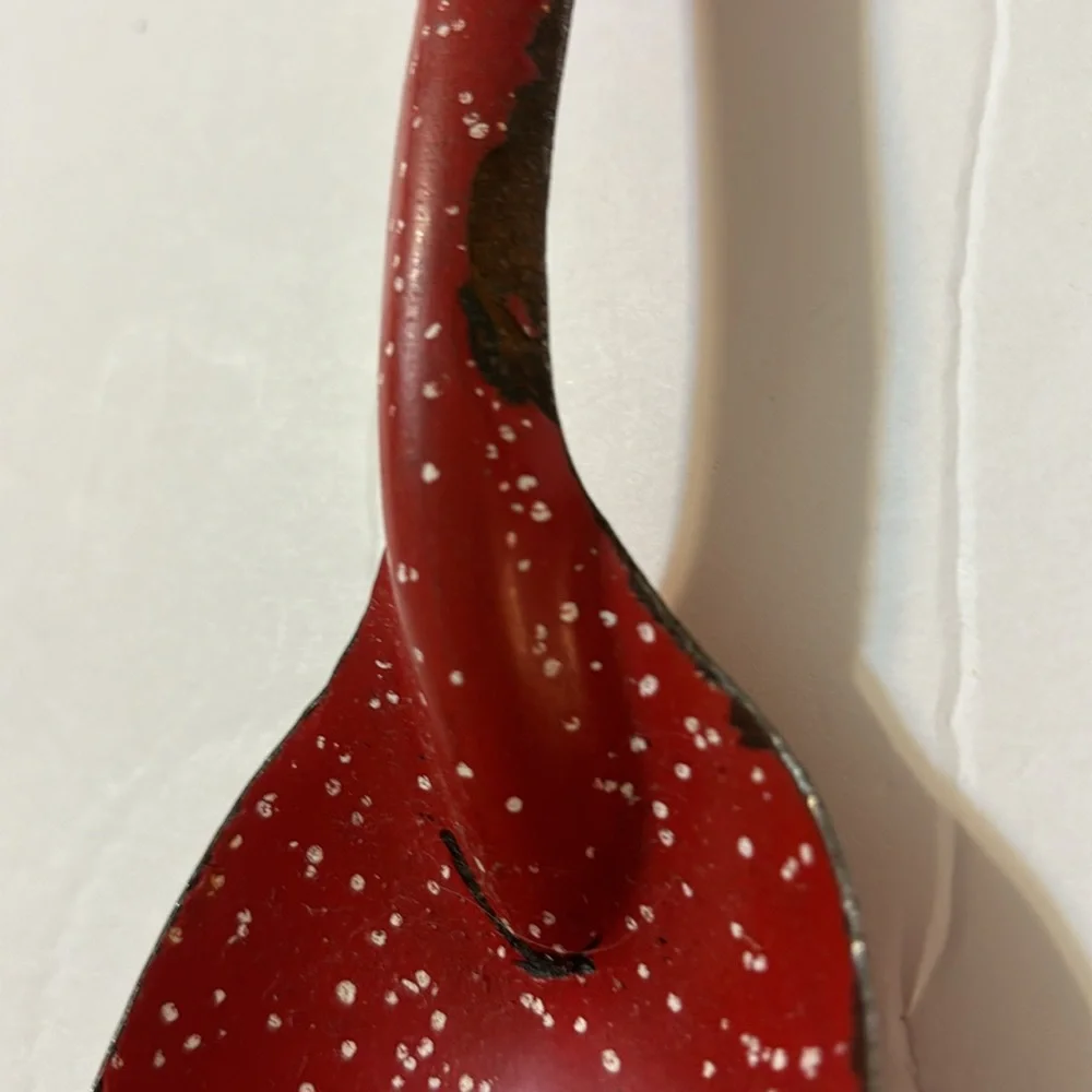 Vintage Red Graniteware Serving Spoon
